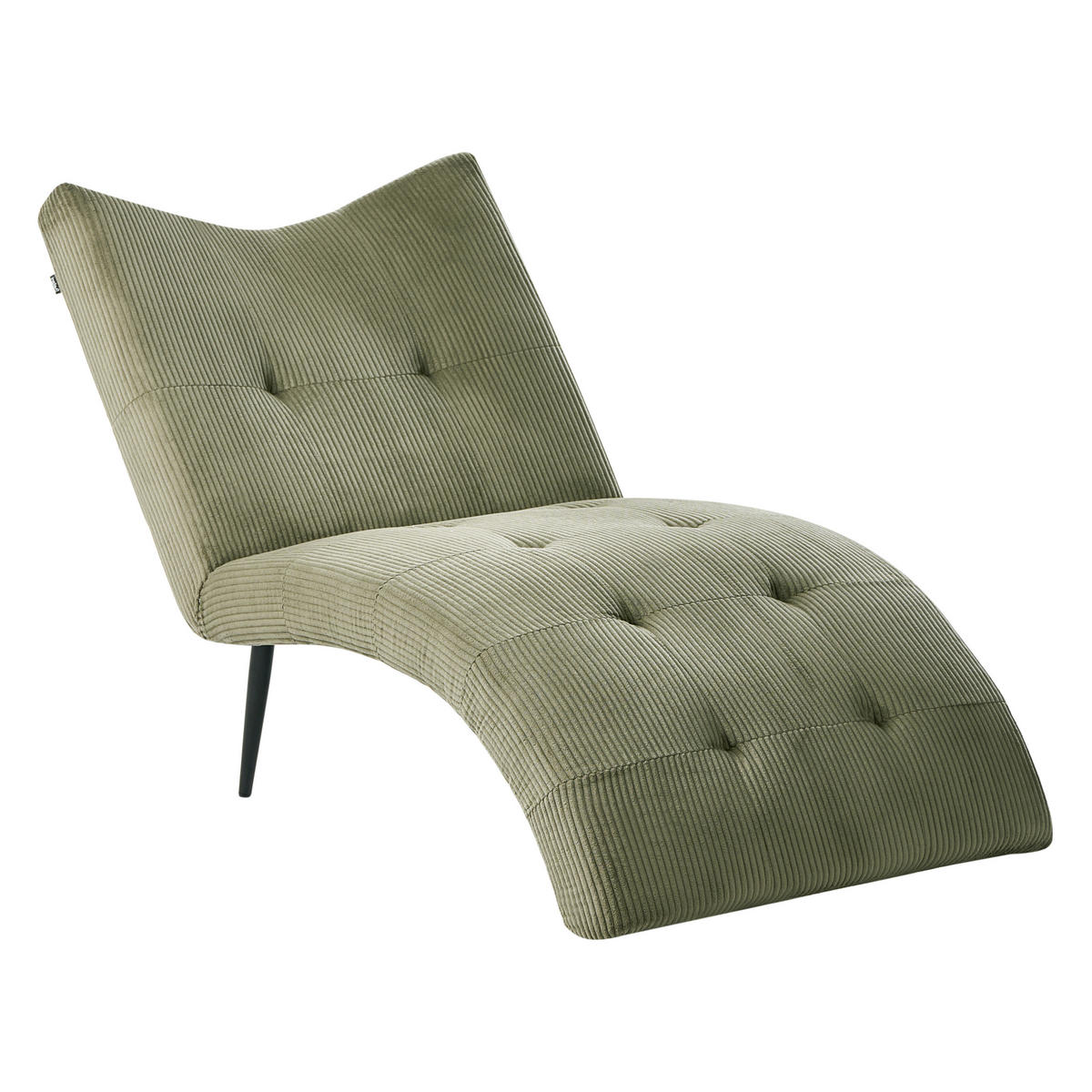 ČALOUNĚNÉ LEHÁTKO CHAISE LONGUE Manšestr Zelené Quilly - černá/zelená barva, textil (83/97/153cm) - Beliani