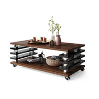 COUCHTISCH rechteckig Nussbaum - Schwarz Hochglanz Ablage Rollen - Schwarz Hochglanz/Nussbaumfarben, Holzwerkstoff (60/120/45cm) - designimpex