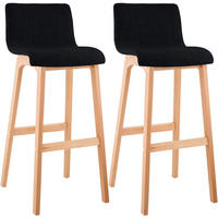 BARHOCKER 2er Set Stoff schwarz - Eukalyptusholzfarben/Schwarz, Holz/Textil (41/102/46cm) - CLP