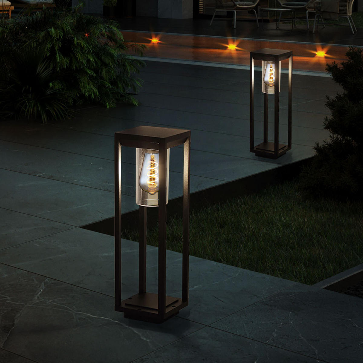 LED STEHLEUCHTE Alu Schwarz-matt - Schwarz, Metall (15/15/50cm)