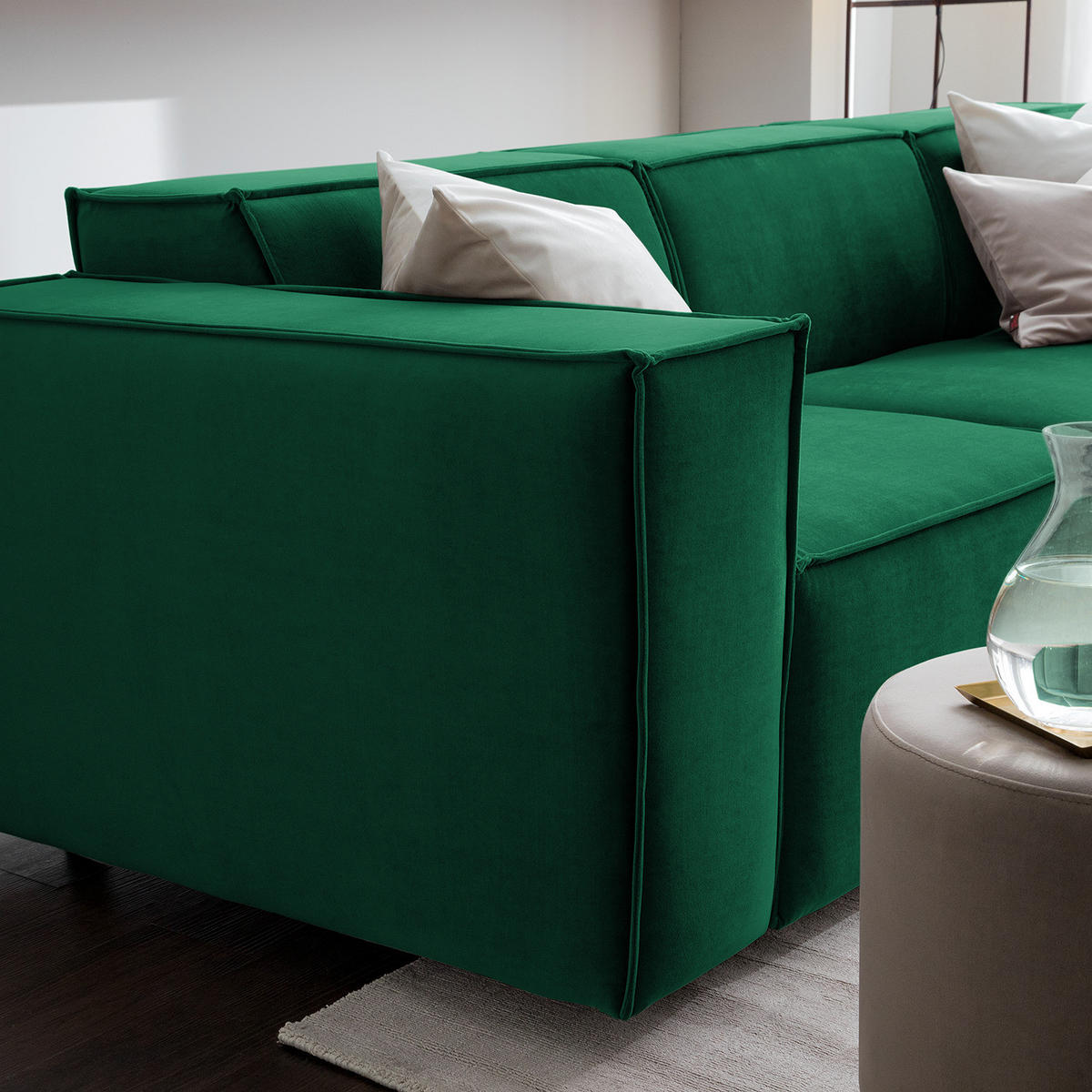 3-SITZER SOFA - Dunkelgrün, Textil (260/70/96cm) - home24