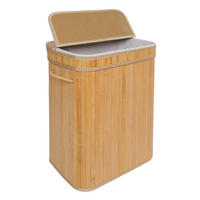 KÔŠ na prádlo - svetlohnedá, drevo/textil (30/40/60cm) - Relaxdays