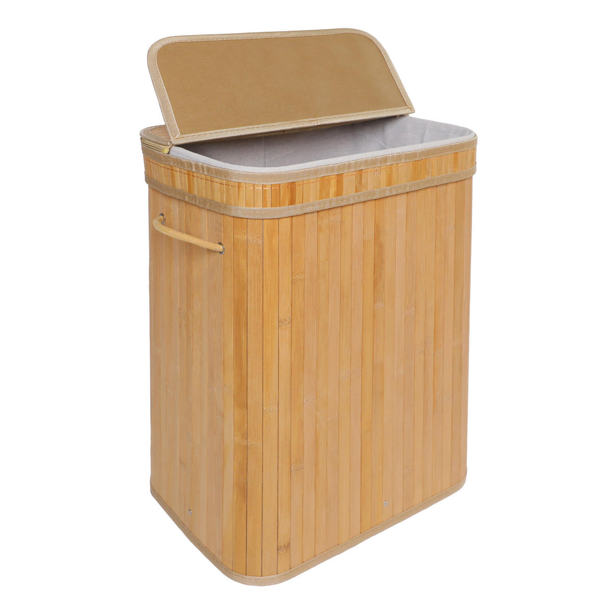 KÔŠ na prádlo - svetlohnedá, drevo/textil (30/40/60cm) - Relaxdays