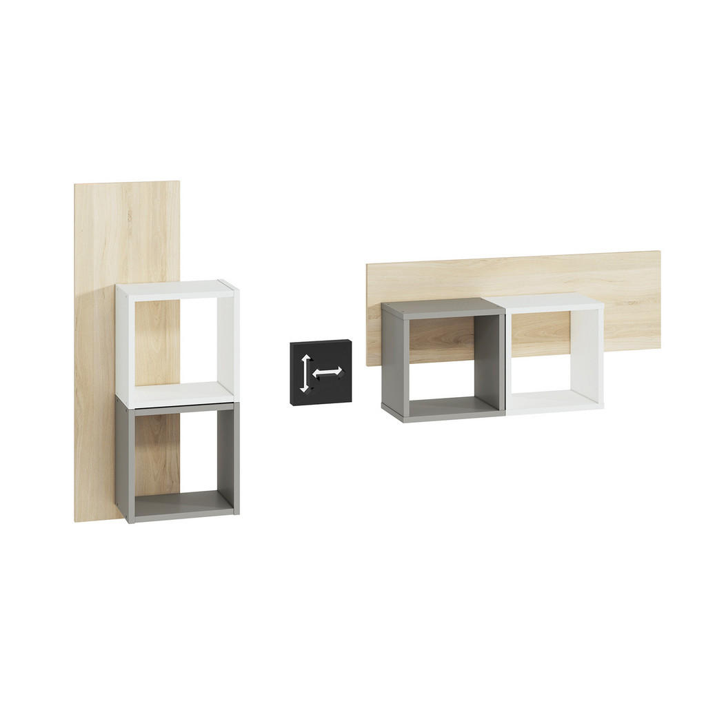 Thumbnail - Feldmann-Wohnen Wandregal, Buche, Grau, Holz, 2 Fächer, Rechteckig, 92x41x22 cm, Wohnzimmer, Regale, Wandregale