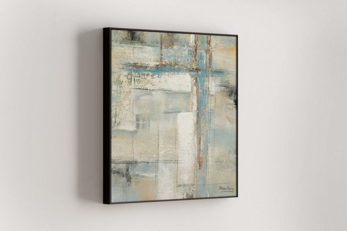 ACRYLBILD HANDGEMALT 60/60 cm - Blau/Beige, Holz/Textil (60/60cm) - KUNSTLOFT