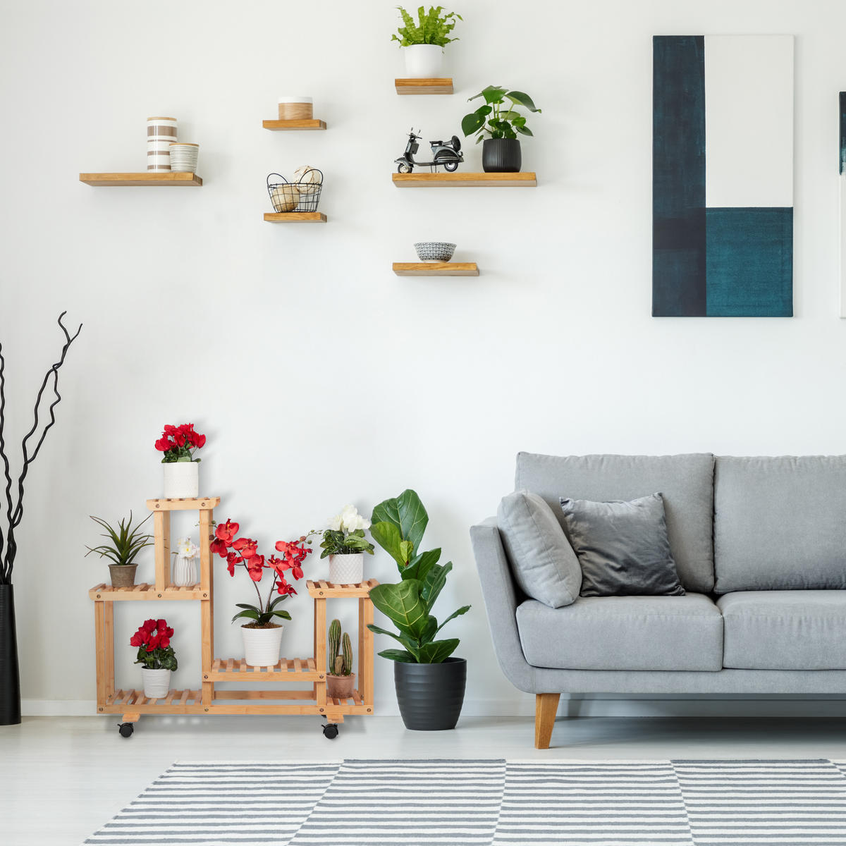 PFLANZENREGAL - Hellbraun, Holz (95/79/36cm) - Relaxdays