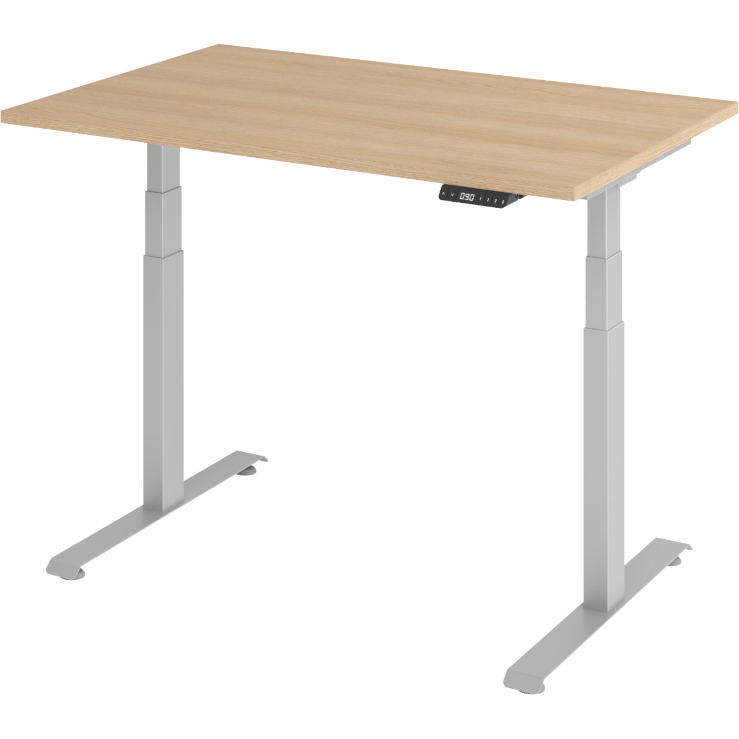 SCHREIBTISCH elektrisch 80/120/74 cm in Eichefarben/Silberfarben - Eichefarben/Silberfarben, Holzwerkstoff (80/120/74cm) - bümö