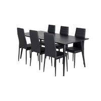 TISCHGRUPPE Schwarz - Schwarz, Holzwerkstoff (90/75/180cm) - ebuy24