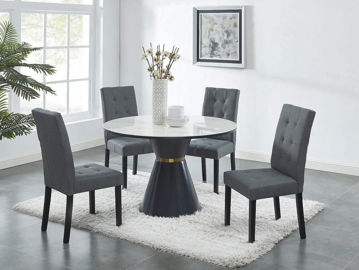 STUHL 2er-Set - Stoff & Holz - Grau - VILLOSA - Grau, Textil (61/100/48cm) - Vente-Unique