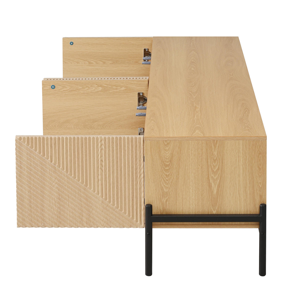 TV-SCHRANK Lowboard 4 Türen 3D Geometrisch modern - Naturfarben, Holzwerkstoff (40/45/163.5cm) - FLIEKS