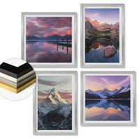 WANDBILDER 4er Set - 50x50 cm & 40x60 cm Silberner Rahmen - Berglandschaften im Hintergrund - Silberfarben, Kunststoff (50/50cm) - ArtPrintCave