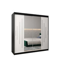 SCHWEBETÜRENSCHRANK 200/200/62 2-türig - Silberfarben/Schwarz, Holz/Kunststoff (200/200/62cm) - Abiks Möbel