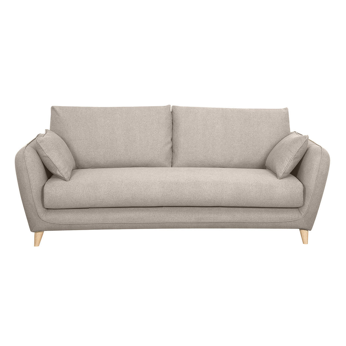 SCHLAFCOUCH Skandinavisch Beige Matratze 10cm 3-Sitzer CREEP - Beige, Textil (103/81/201cm) - Miliboo