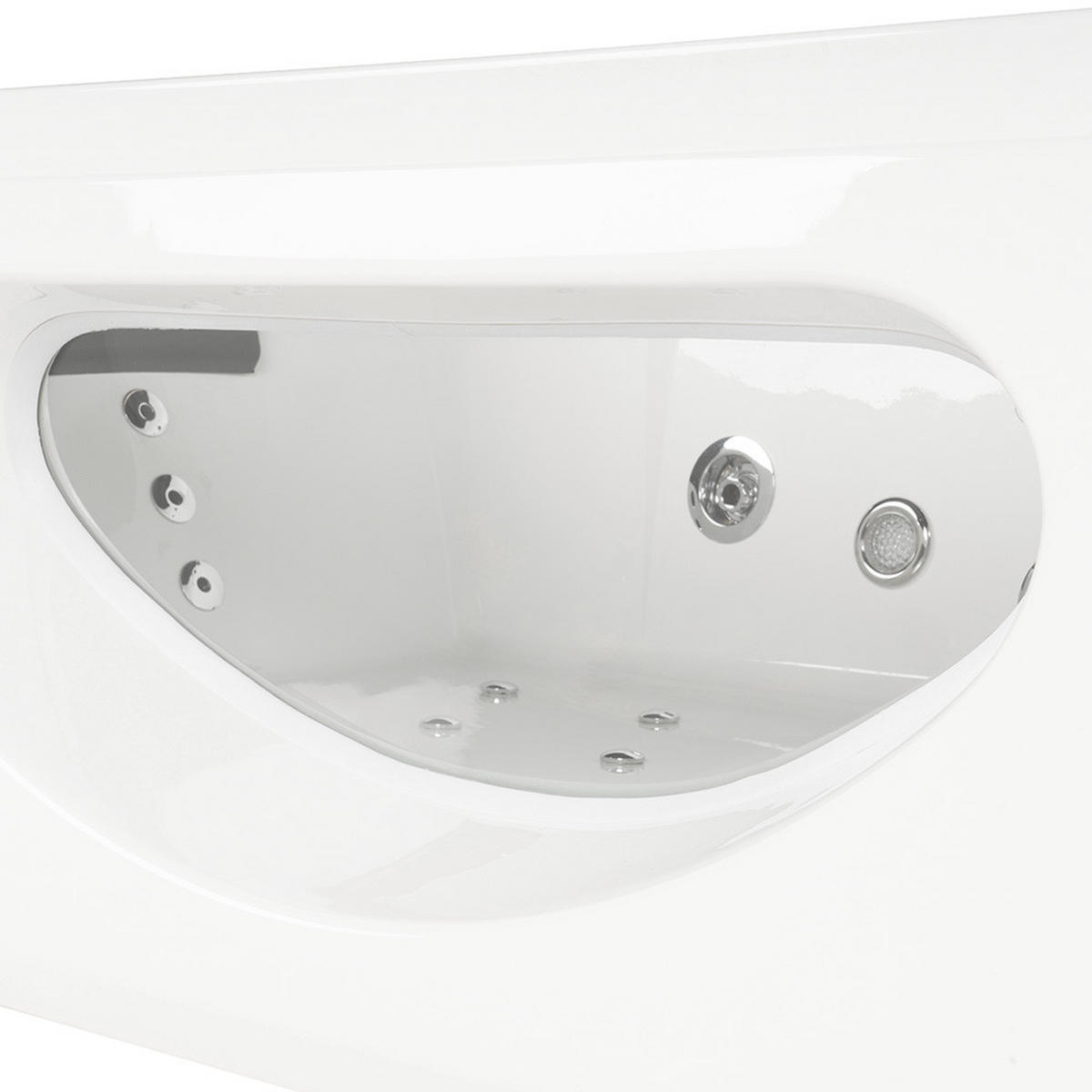 WHIRLPOOL LAGUNA M - mit Glasscheibe, 180 x 90 cm - Weiß, Keramik (180/55/90cm) - Home Deluxe