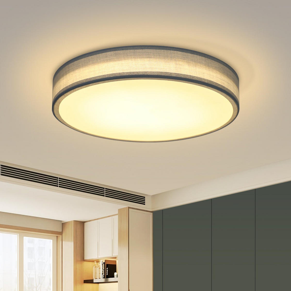 LED-DECKENLEUCHTE Alvira 30/30/6 cm - Grün, Textil (30/30/6cm) - Nettlife