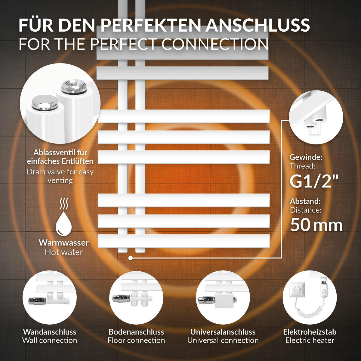 BADHEIZKÖRPER Iron EM 500x1200 Weiß - Weiß, Metall (50/120/3cm) - LuxeBath
