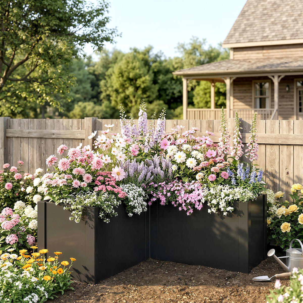 METALL-HOCHBEET Verzinkter Stahl Schwarz - Schwarz, Metall (150/55/150cm) - Outsunny