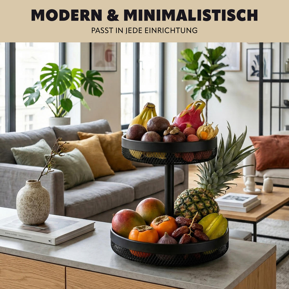 OBSTKORB, schwarz, Metall - Schwarz, Metall (31.5cm) - eluno