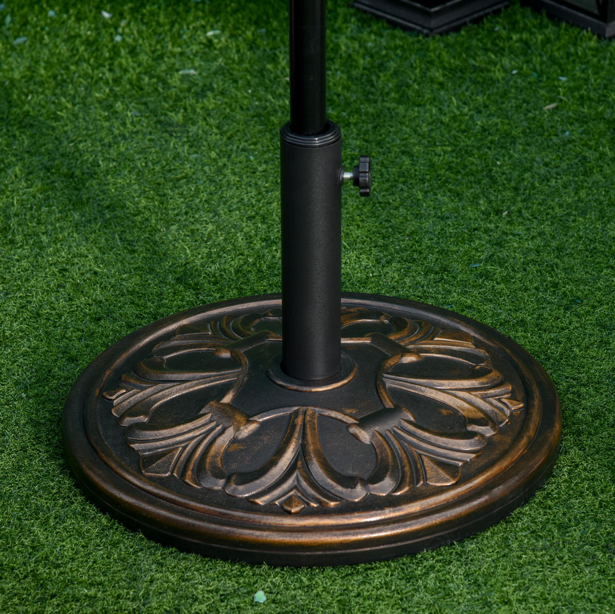 SONNENSCHIRMSTÄNDER 48/48/34 cm bronze aus Zement mit Adapterhülsen - Bronzefarben, Stein (48/48cm) - OKWISH