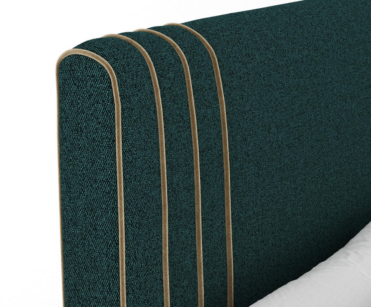 BOXSPRINGBETT Casone Grün/Braun 200/200 cm mit Latex-Topper - Silberfarben/Braun, Holz/Holzwerkstoff (200/200cm) - Maison de Reve