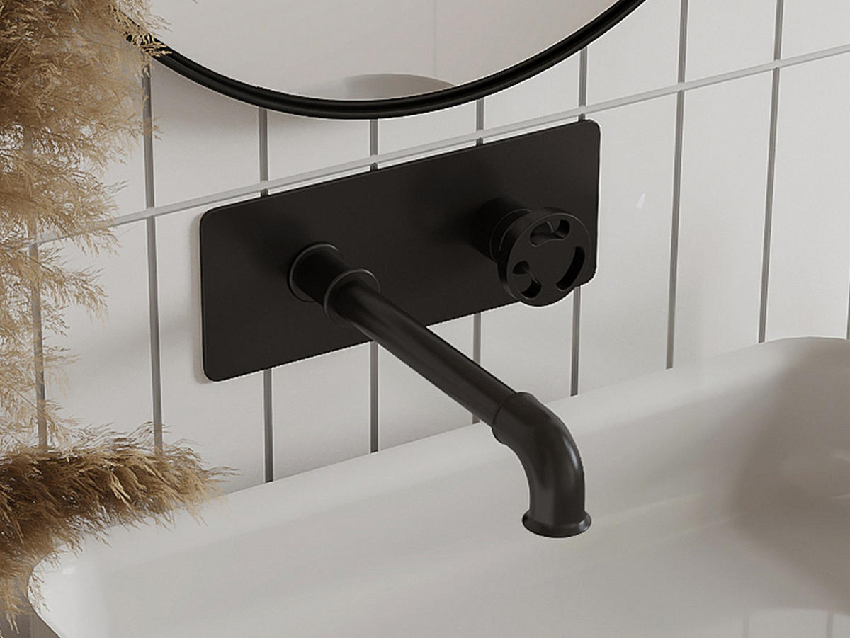 WASCHTISCHARMATUR - 25 cm x 25 cm - metall - schwarz Kazanka - Schwarz, Metall (25/10/25cm) - Vente-Unique