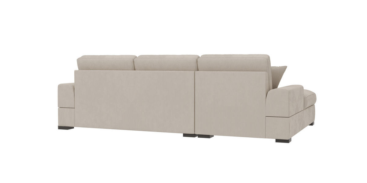 ECKSOFA Saga Beige Cord - Beige/Schwarz, Holz/Buchenholz (306/184cm) - S-Style Möbel