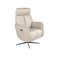 FERNSEHSESSEL Drehbarer Relaxsessel aus perlgrauem Leder 71/80/110 cm - Perlmutt/Hellgrau, Leder/Metall (71/110/80cm) - ANGEL CERDA