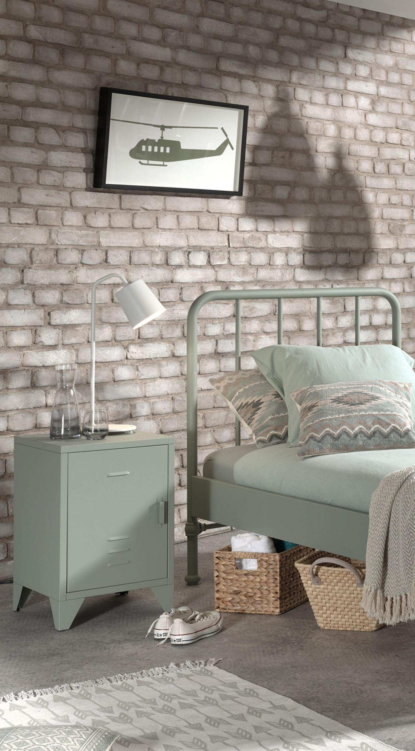 NACHTKOMMODE Kay 40x40x60 Industrial Design aus Metall Grün - Grün, Metall (40/60/40cm) - 58aufmkessel