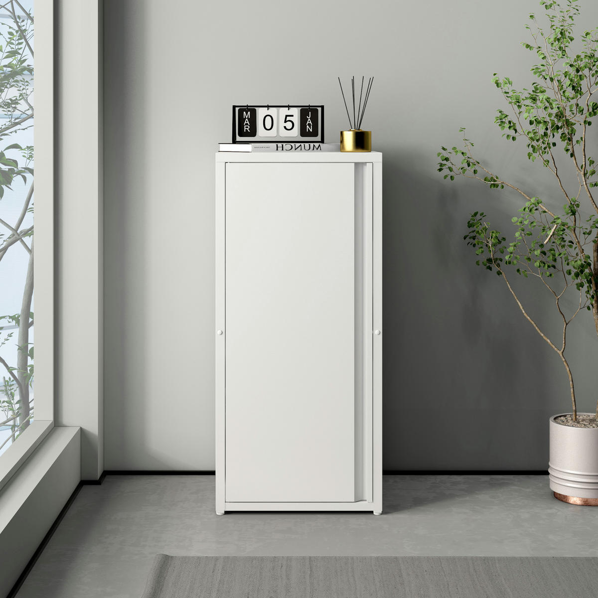 AKTENSCHRANK Burlöv - Weiß, Metall (40/88/35cm) - [en.casa]