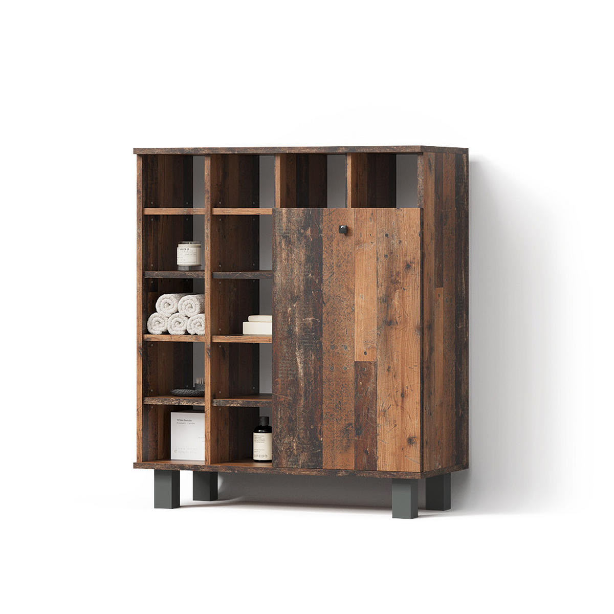 BADSCHRANK Fucino Eiche rustikal 78.4 x 91.6 cm - Wildeiche, Holzwerkstoff (78.4/91.6/34cm) - Livinity®