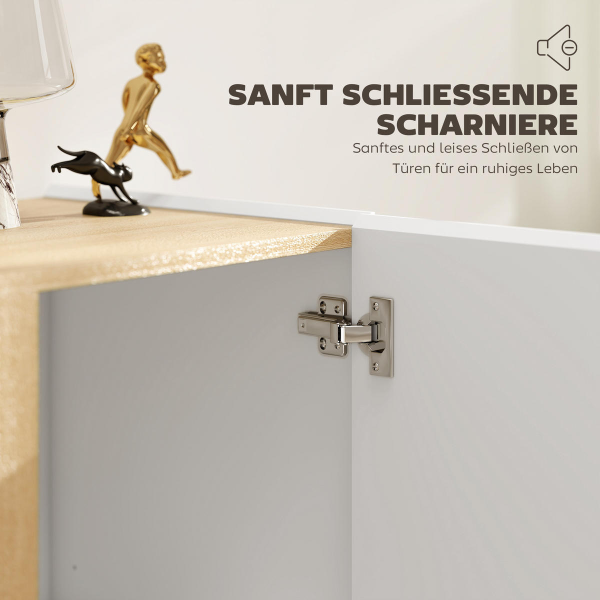 SIDEBOARD Küchenschrank mit 2 Soft-Close-Türen, Verstellbarer Einlegeboden - Weiß Hochglanz/Weiß, Holzwerkstoff/Kunststoff (40/80/80cm) - HOMCOM