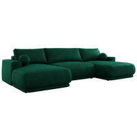 SEDACIA SÚPRAVA RINA U Tmavozelená Zamat - čierna/tmavozelená, textil/plast (360/85/170cm) - MKS