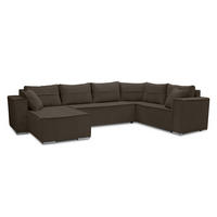WOHNLANDSCHAFT Lovere U Braun 314/217/90 cm – mit Schlaffunktion und Bettkasten - Silberfarben/Braun, Textil/Metall (314/90/217cm) - AX Living