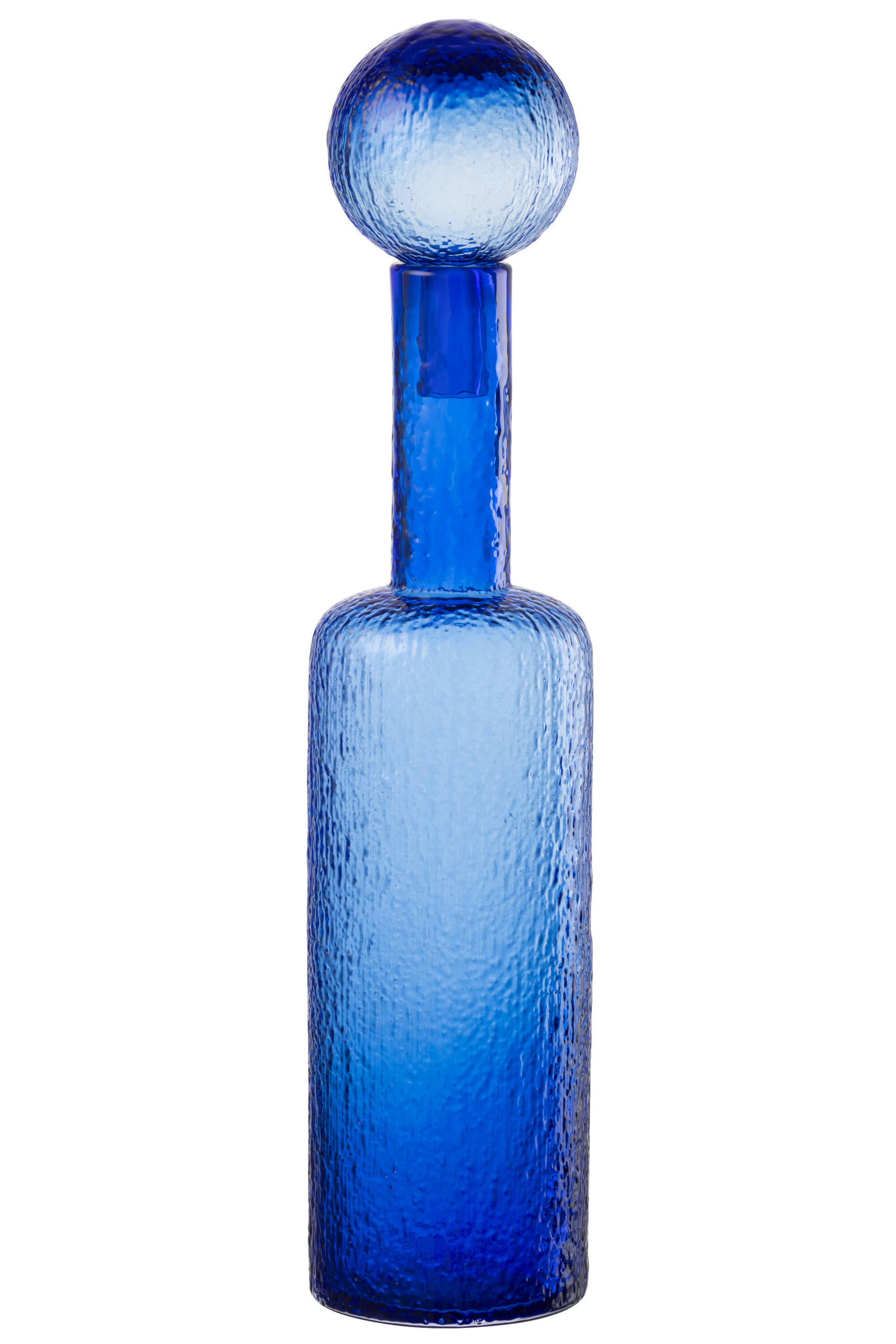 DEKOOBJEKT FLASCHE RELIEF Blau - Blau, Glas (12.5/56/12.5cm) - J-Line