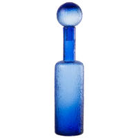 DEKOOBJEKT FLASCHE RELIEF Blau - Blau, Glas (12.5/56/12.5cm) - J-Line