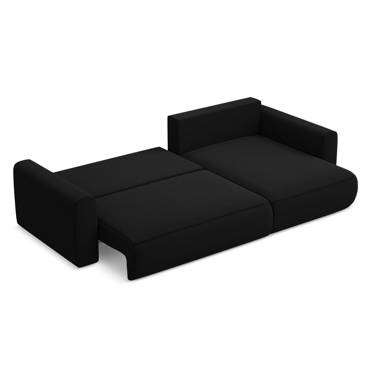 ECKSOFA mit Schlaffunktion Samt Stoff Schwarz - Schwarz, Kunststoff/Textil (278/149cm) - LaMiaSofa