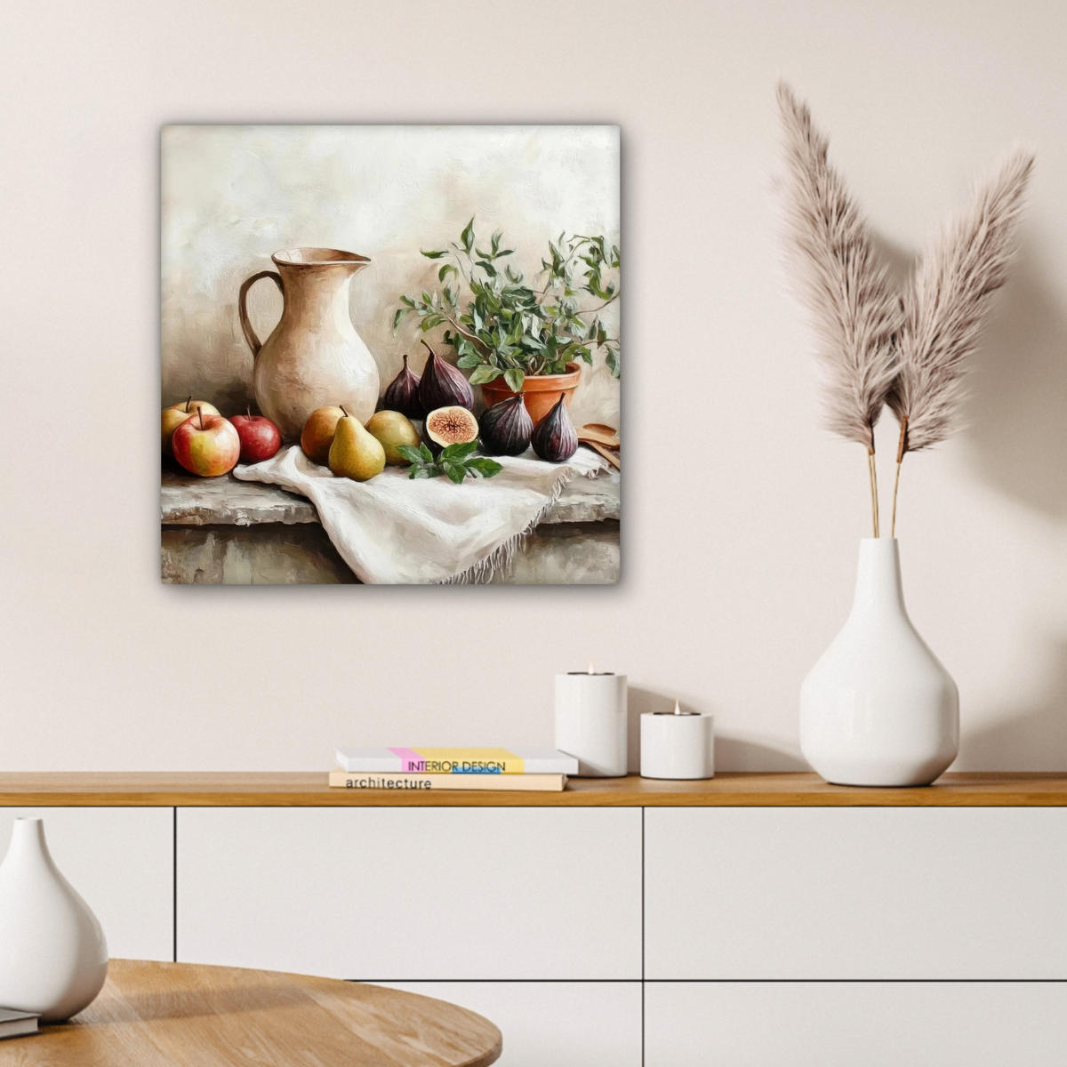 LEINWANDBILD Obst - Kräuter - Ländlich 50x50 cm - Naturfarben, Textil (50/50cm) - MuchoWow