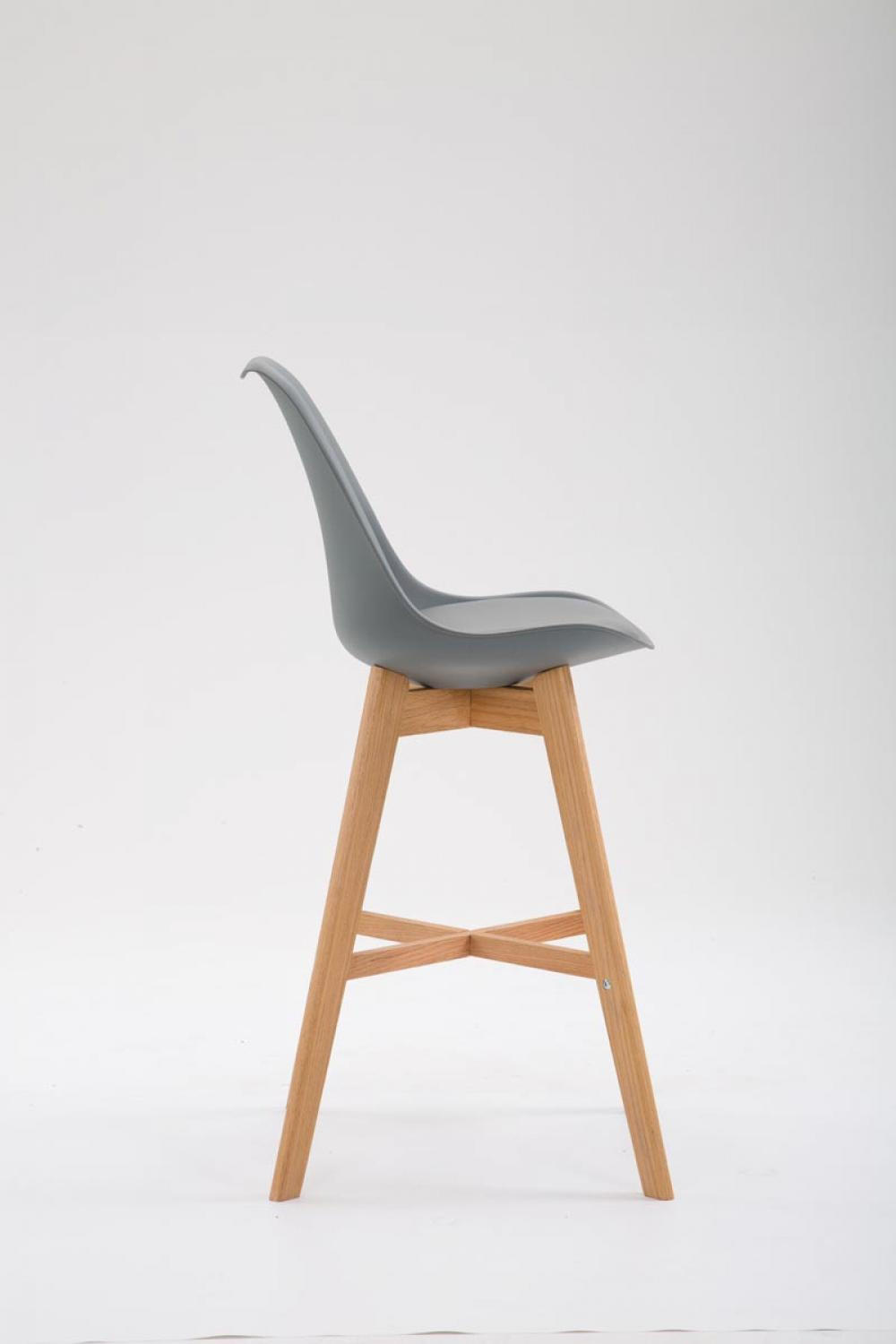 BARHOCKER Kunststoff grau - Eukalyptusholzfarben/Grau, Holz/Kunststoff (48/112/56cm) - CLP