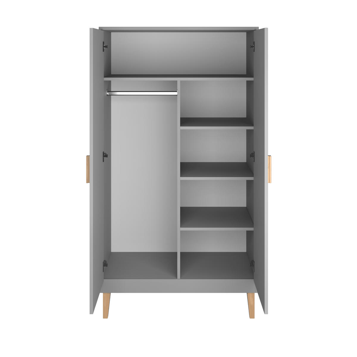 KINDERKLEIDERSCHRANK Kubi 55/184/100 - Grau, Holzwerkstoff (55/184/100cm) - Kocot Kids