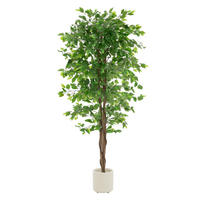 UMĚLÁ ROSTLINA Ficus 180 cm s kmenem z přírodního dřeva pro vnitřní i venkovní použití - černá/zelená barva, textil/plast (180cm) - ML-DESIGN