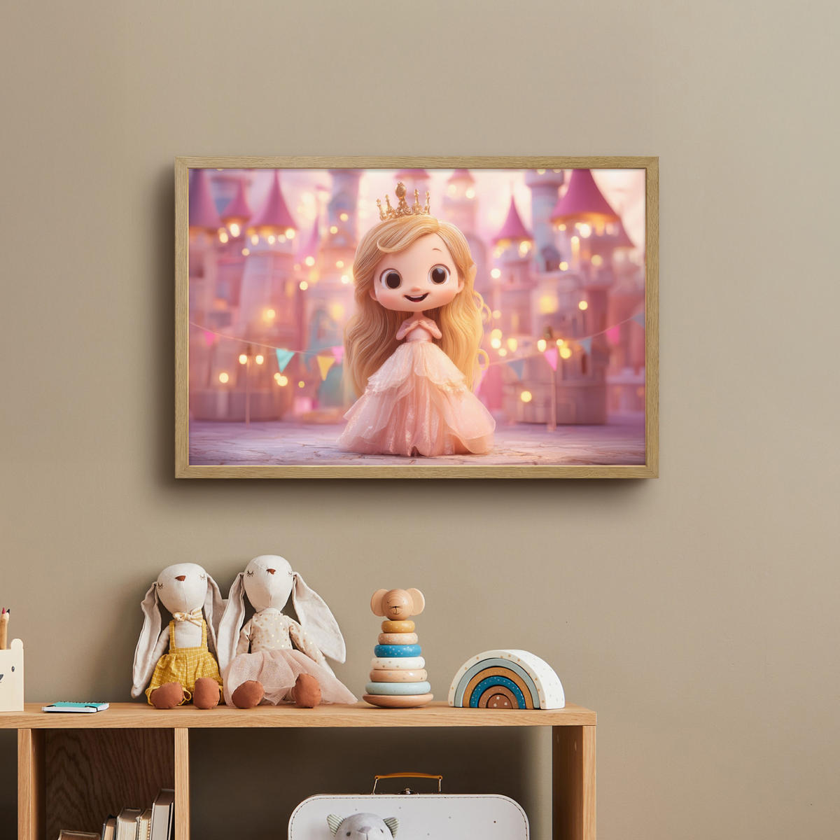 NACHTTISCHLAMPE MIT AKKU Prinzessin - Rosa - Schloss 60x40 cm - Rosa, Holzwerkstoff (8/60/40cm) - OnlyWow