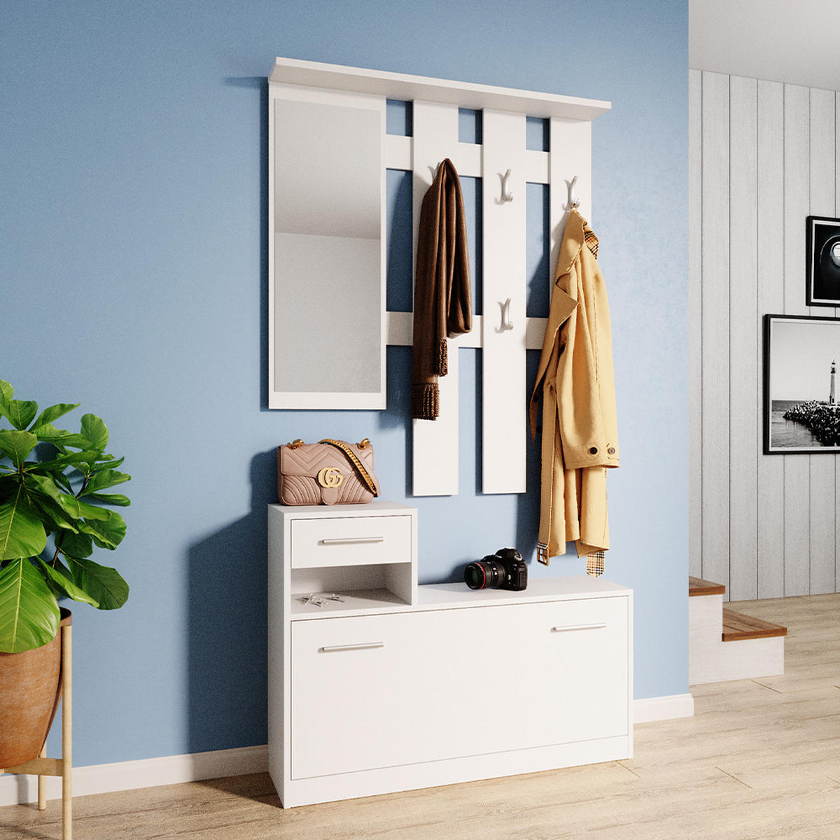 GARDEROBE Billy Weiß 25 x 191 cm - Weiß, Holzwerkstoff (25/191/100cm) - Vicco