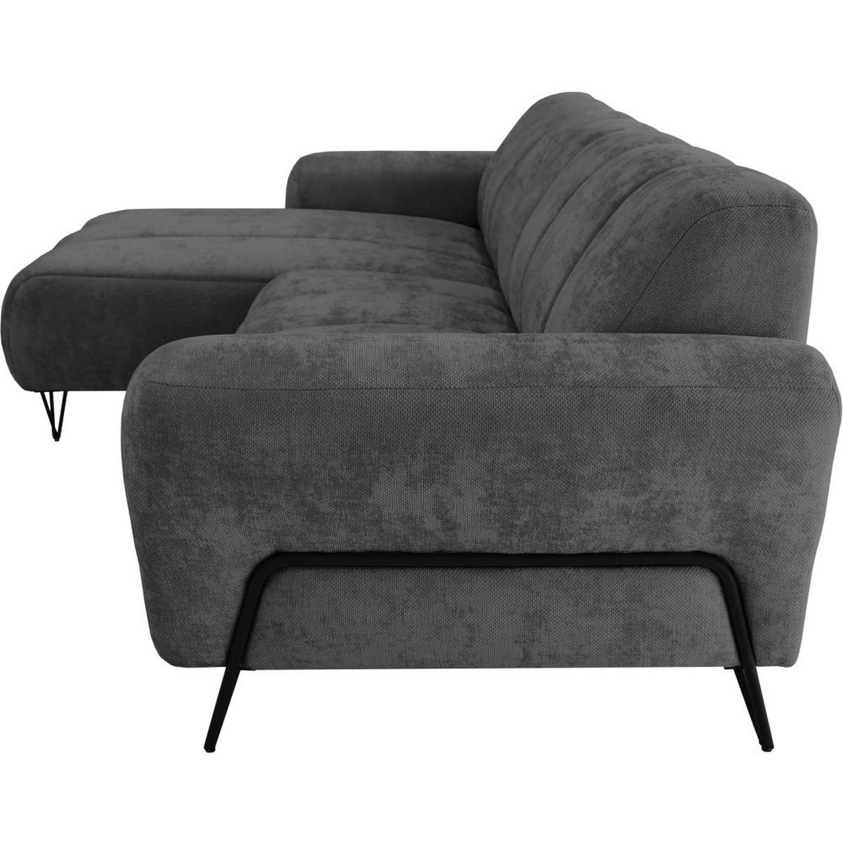 ECKSOFA Volare Mini ohne Schlaffunktion dunkelgrau, links, Storm-Stoff - Dunkelgrau/Schwarz, Textil/Metall (256/165cm) - Beautysofa