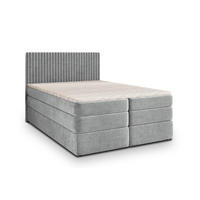 BOXSPRINGBETT FELBIO 160x200 cm mit Matratze und Topper - Hellgrau - Hellgrau, Holz (160/200cm) - MASSENO