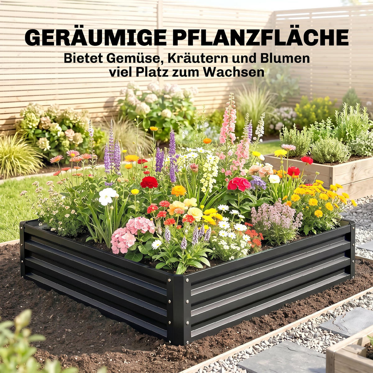 HOCHBEET, Blumenkasten, Gemüsebeet, für Garten, Terrasse, Balkon, Stahl, Grau - Grau, Metall (120/30/120cm) - Outsunny