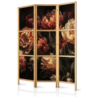 PARAVENT Japanischer 3-tlg 135x172 cm Bunte Blumen - Multicolor, Holz/Textil (135/172/3cm) - Muralo