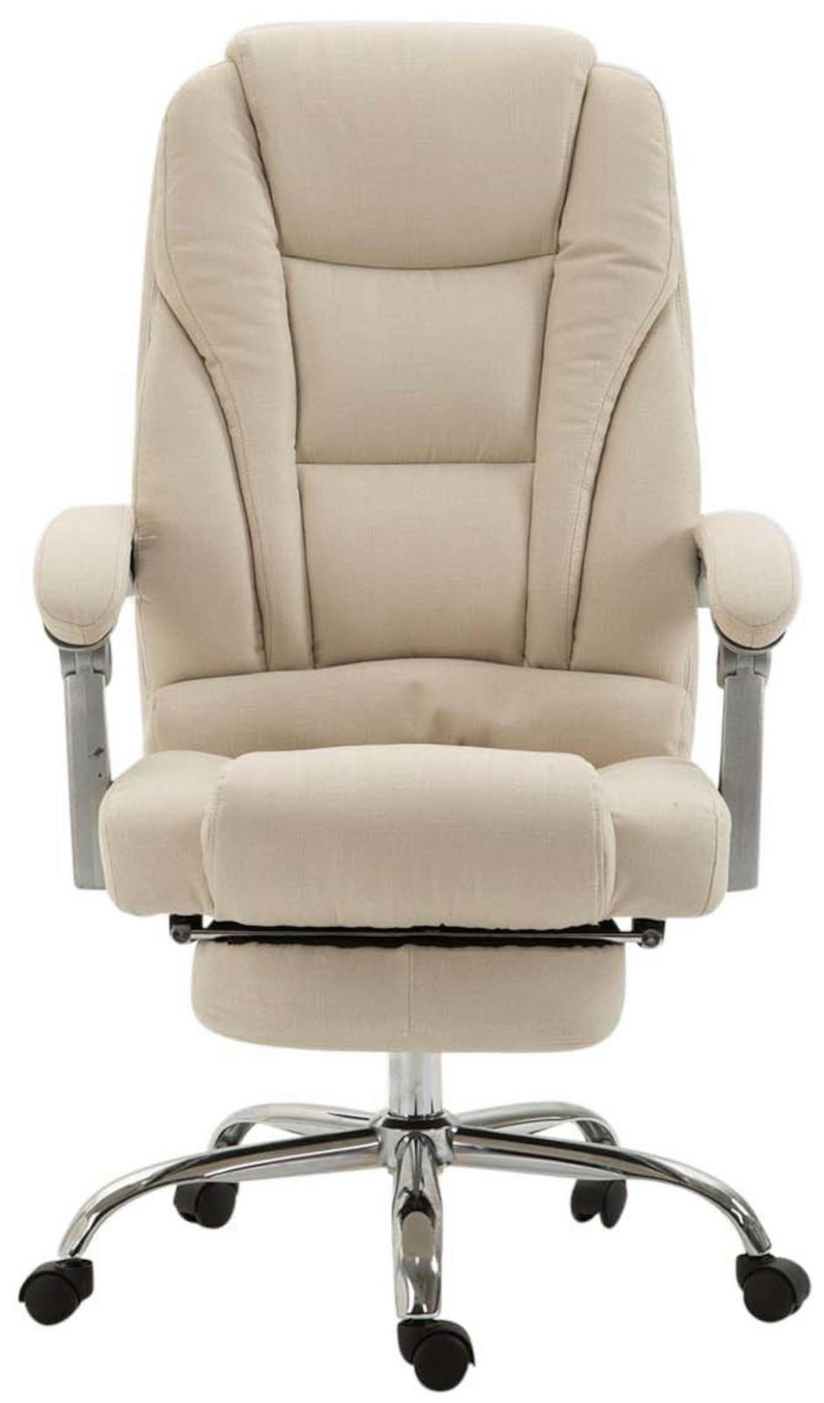 BÜROSTUHL MIAMI Stoff 118x68x64 Creme Stoff Metall - Creme, Textil/Metall (68/118/64cm) - DELUKE