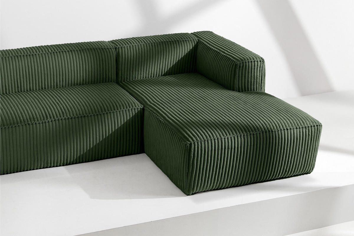 ECKSOFA-RECHTS FEROX Modern, Cord-Stoff, dunkelgrün - Dunkelgrün, Textil (305/175cm) - KONSIMO®