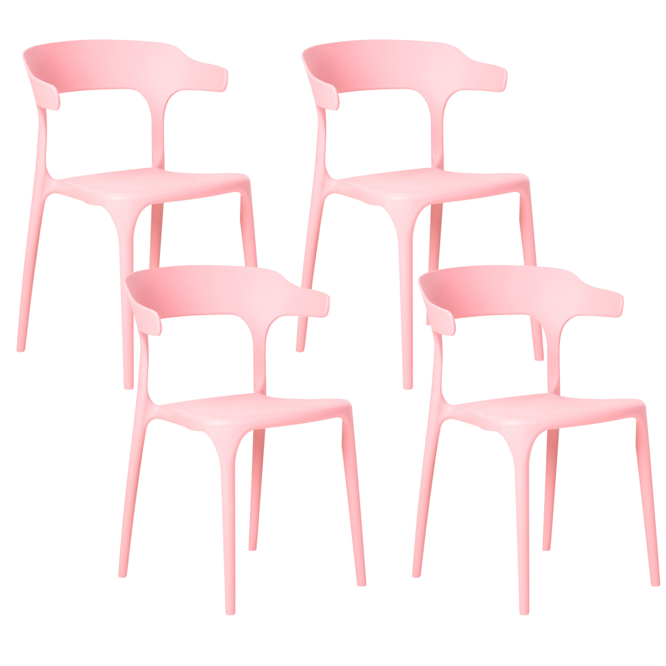 GARTENSTUHL 4er-Set Rosa Gubbio - Pink, Kunststoff (50/76/49cm) - Beliani