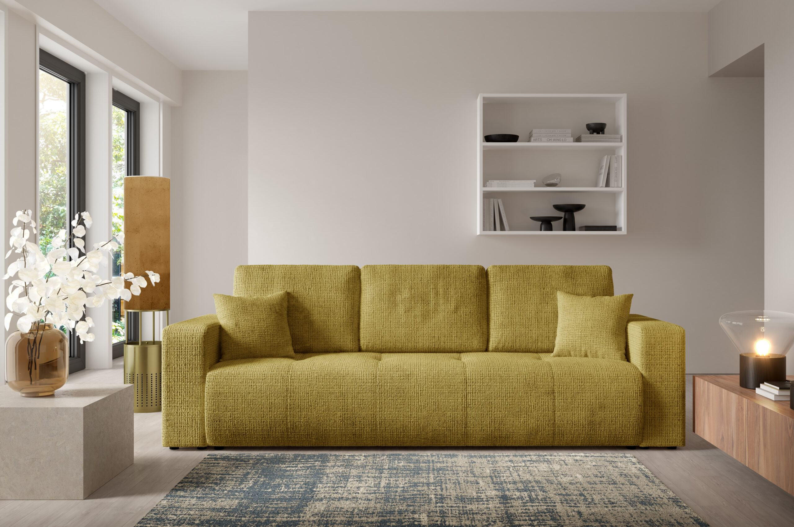 SCHLAFSOFA mit Bettkasten Gelb - Gelb, Textil (244/70/92cm) - Furnisell